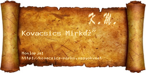 Kovacsics Mirkó névjegykártya